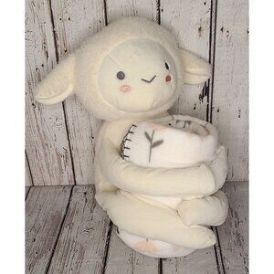 12" MTY White Lamb Sheep Plush w/ Fleece Baby Blanket Lovey Rattle Stuffed Toy